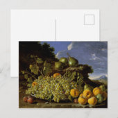 Carte Postale Silence with Plate of grapes, Peaches, Pears (Devant / Derrière)