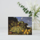 Carte Postale Silence with Plate of grapes, Peaches, Pears (Debout devant)