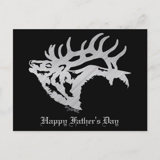 Carte Postale Silhouette Argent Bull Elk (Devant)