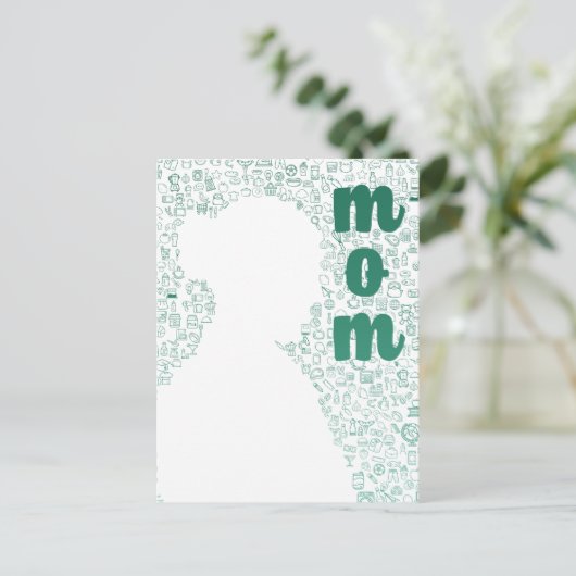 Carte Postale Silhouette blanche d'une maman (Debout devant)
