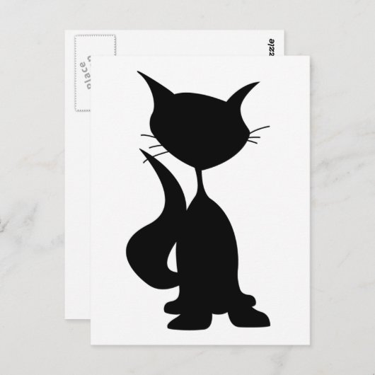 Carte postale Silhouette Chat (Devant / Derrière)