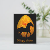 Carte Postale Silhouette Cheval et Oeuf Fleur Joyeux Pâques (Debout devant)