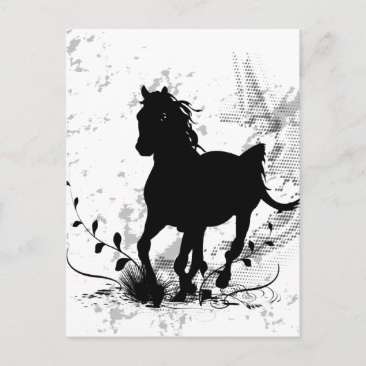Carte Postale Silhouette, cheval noir (Devant)