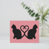 Carte postale Silhouette Coeur deux chats (Debout devant)