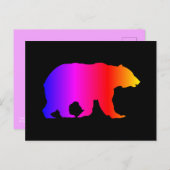 Carte Postale Silhouette couleur grizzli ours (Devant / Derrière)