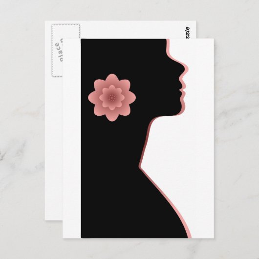 Carte Postale Silhouette d'abstraction Belle femme noir rouge (Devant / Derrière)