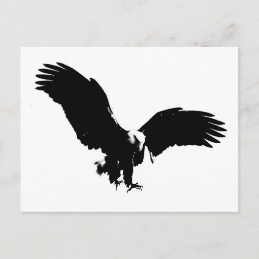 Carte postale Silhouette d'aigle noir et blanc (Devant)