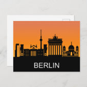 Carte Postale Silhouette de Berlin, coucher de soleil d'été, ill (Devant / Derrière)