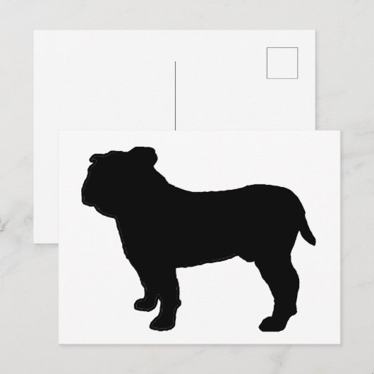 Carte Postale Silhouette de Bouledogue (Devant / Derrière)