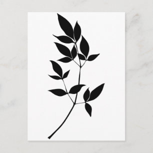 Carte Postale Silhouette de branche feuille vectorielle noire et