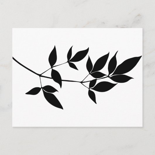 Carte Postale Silhouette de branche feuille vectorielle noire et (Devant)
