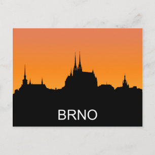 Carte Postale silhouette de Brno, illustration du coucher de sol
