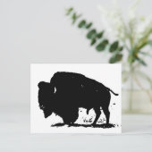 Carte Postale Silhouette de buffle noir et blanc (Debout devant)