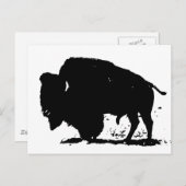 Carte Postale Silhouette de buffle noir et blanc (Devant / Derrière)