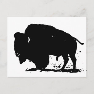 Carte Postale Silhouette de buffle noir et blanc