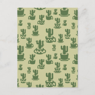 Carte Postale Silhouette de cactus succulent en tasses et pots