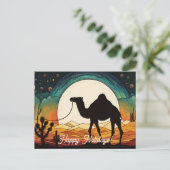 Carte Postale Silhouette de Camel dans le désert Joyeuses vacanc (Debout devant)