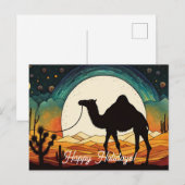 Carte Postale Silhouette de Camel dans le désert Joyeuses vacanc (Devant / Derrière)