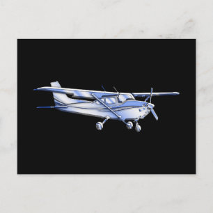 Carte Postale Silhouette de Cessna classique de l'aéronef volant