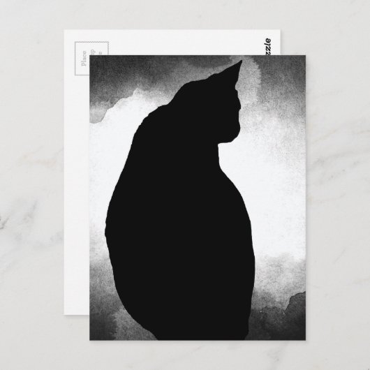 Carte Postale Silhouette de chat noir (Devant / Derrière)