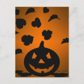 Carte Postale Silhouette de citrouille et de feuilles (Devant)