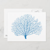 Carte Postale silhouette de corail bleu marine (Devant / Derrière)