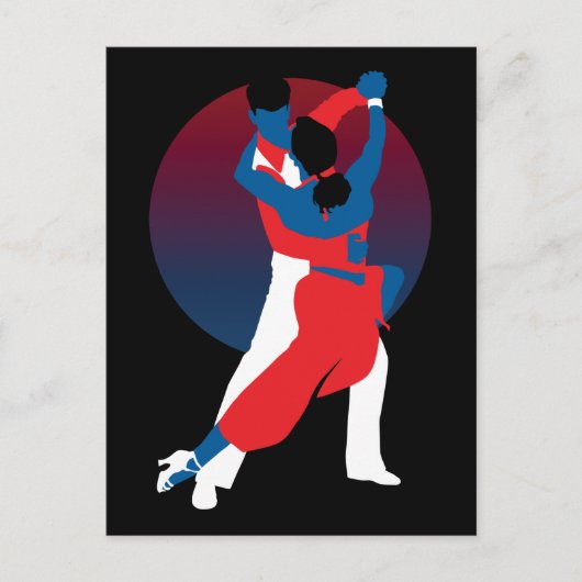 Carte Postale Silhouette de danse rouge et bleu - Danseurs de ta (Devant)