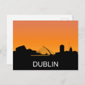 Carte Postale silhouette de Dublin, illustration du coucher de s (Devant / Derrière)