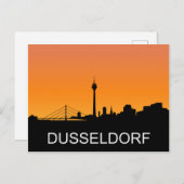 Carte Postale silhouette de Dusseldorf, illustration du coucher  (Devant / Derrière)