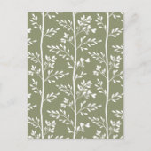 Carte Postale Silhouette de fleur de stripe vert olive minimal (Devant)