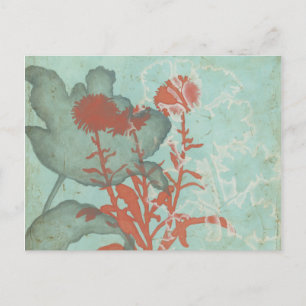 Carte Postale Silhouette de Fleurs rouges sur Arrière - plan Tur