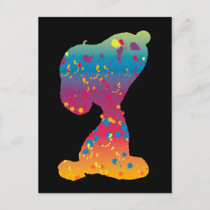 Carte Postale Silhouette de graffiti arc-en-ciel de Snoopy