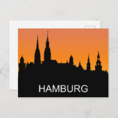 Carte Postale Silhouette de Hambourg, coucher du soleil d'été, i (Devant / Derrière)