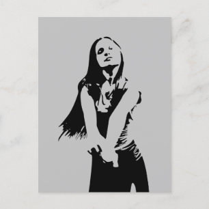 Carte Postale Silhouette de la fille de danse noire à la mode