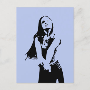 Carte Postale Silhouette de la fille de danse noire à la mode