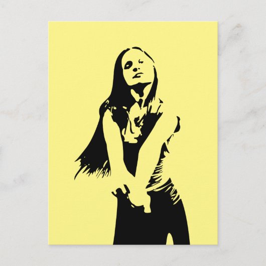 Carte Postale Silhouette de la fille de danse noire à la mode (Devant)