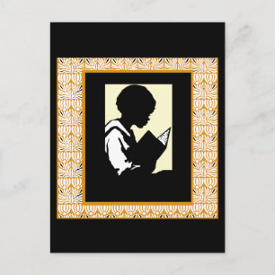 Carte Postale Silhouette de lecture garçon