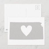 Carte Postale Silhouette de l'État du Kansas cœur (Devant / Derrière)