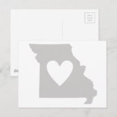 Carte Postale Silhouette de l'état du Missouri du coeur (Devant / Derrière)