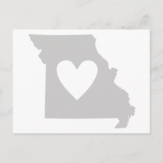 Carte Postale Silhouette de l'état du Missouri du coeur (Devant)