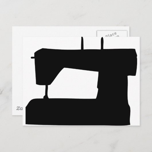 Carte Postale silhouette de machine à coudre (Devant / Derrière)