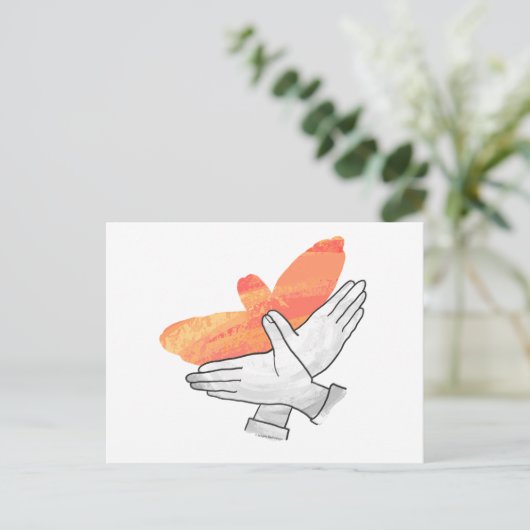 Carte Postale Silhouette de main Aigle Orange (Debout devant)