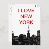 Carte Postale Silhouette de New York noir et blanc (Devant / Derrière)