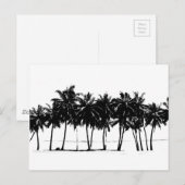 Carte Postale Silhouette de palmiers blancs noirs (Devant / Derrière)