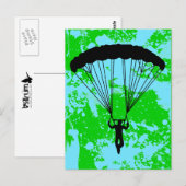 Carte Postale silhouette de parachutiste (Devant / Derrière)