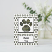 Carte Postale Silhouette de patte d'animal de chien Merci (Debout devant)