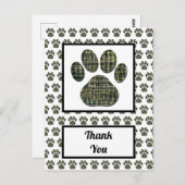 Carte Postale Silhouette de patte d'animal de chien Merci (Devant / Derrière)