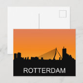 Carte Postale Silhouette de Rotterdam, illustration du coucher d (Devant / Derrière)