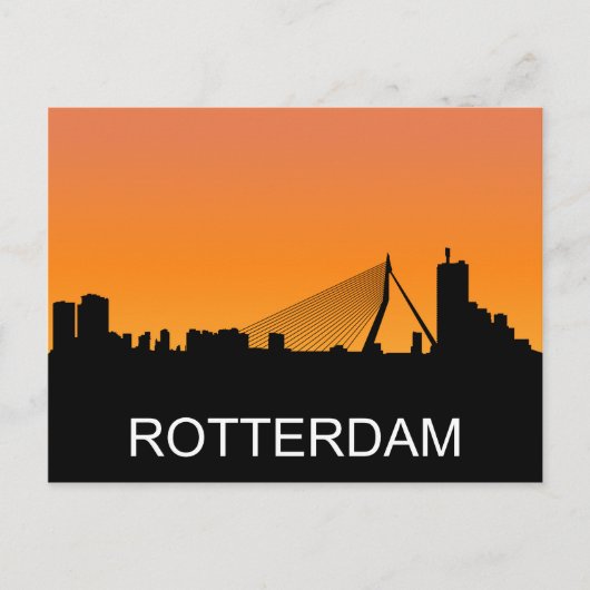 Carte Postale Silhouette de Rotterdam, illustration du coucher d (Devant)