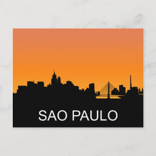 Carte Postale silhouette de Sao Paulo, illustration du coucher d